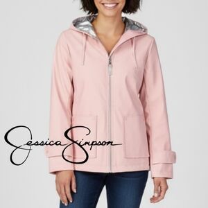 XS Jessica Simpson Pink Rain Jacket Raincoat with Silver Lining